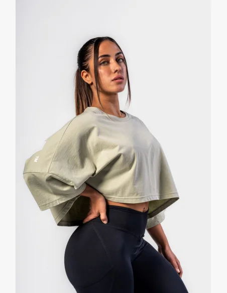 NEBBIA Oversized crop tričko JUST FLOW svetlozelené