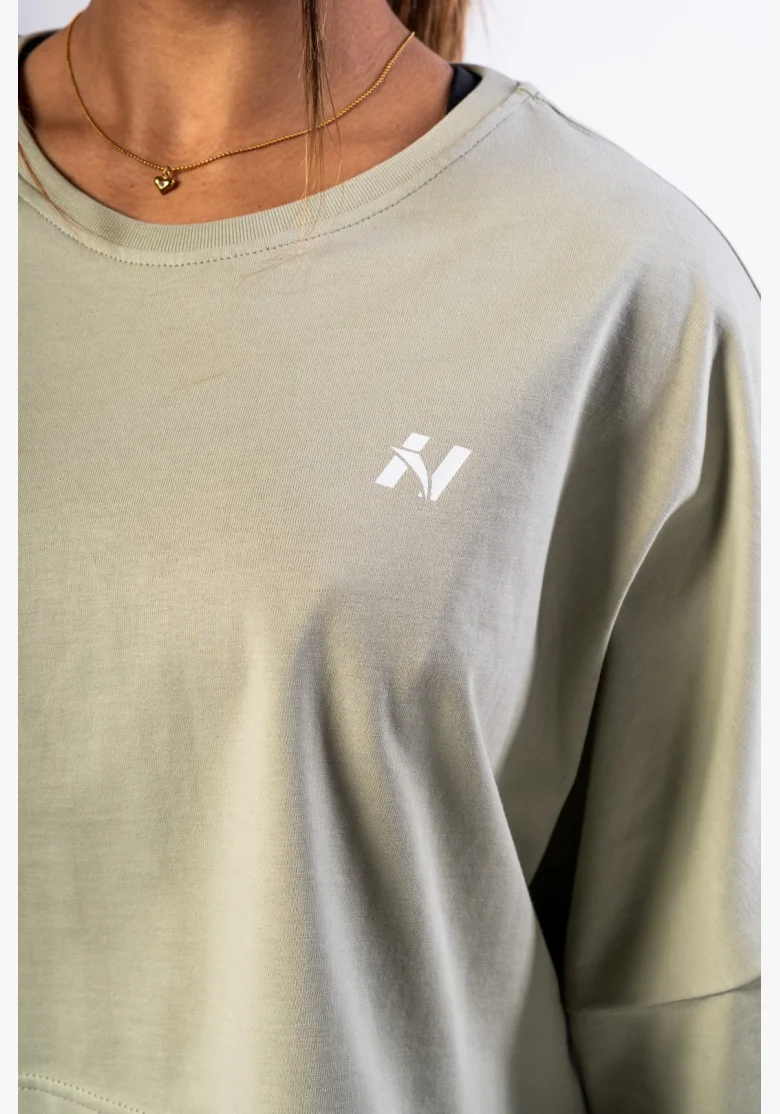 NEBBIA Oversized crop tričko JUST FLOW svetlozelené