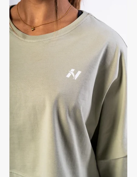 NEBBIA Oversized crop tričko JUST FLOW svetlozelené