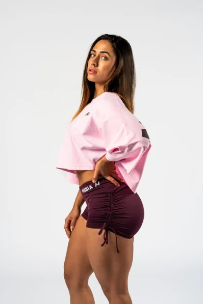 NEBBIA • NEBBIA Oversized crop tričko JUST FLOW ružové • Nebshop.sk