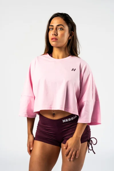 NEBBIA • NEBBIA Oversized crop tričko JUST FLOW ružové • Nebshop.sk 2