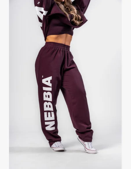 NEBBIA Voľné baggy tepláky BOYFRIEND STYLE bordové