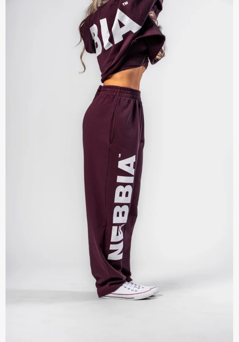 NEBBIA Voľné baggy tepláky BOYFRIEND STYLE bordové