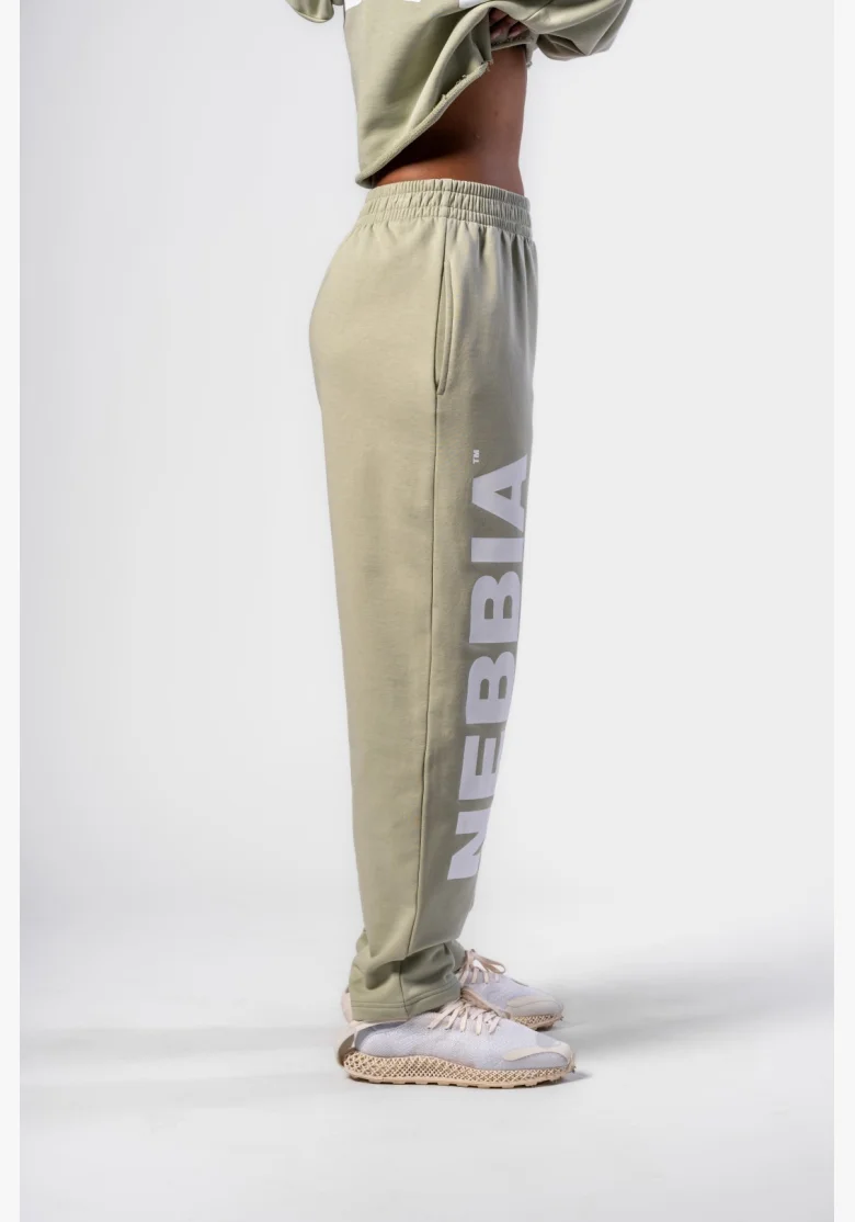 NEBBIA Voľné baggy tepláky BOYFRIEND STYLE svetlo zelené