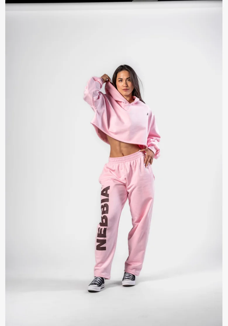 NEBBIA Voľné baggy tepláky BOYFRIEND STYLE ružové