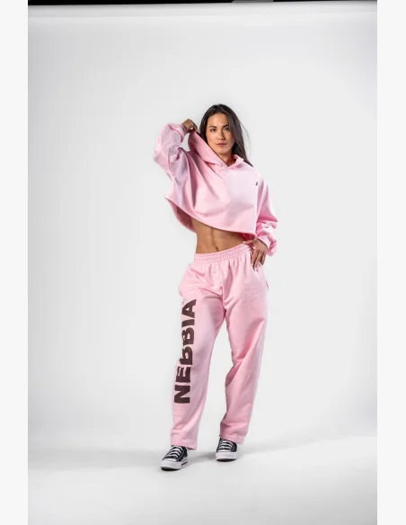 NEBBIA Voľné baggy tepláky BOYFRIEND STYLE ružové
