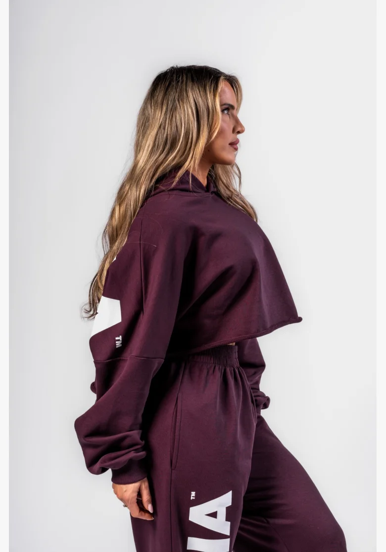 NEBBIA Oversized mikina s kapucňou OWN YOUR POWER bordová