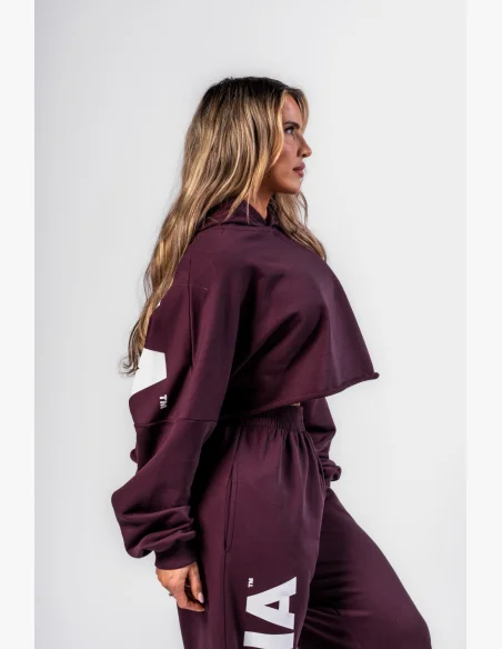 NEBBIA Oversized mikina s kapucňou OWN YOUR POWER bordová