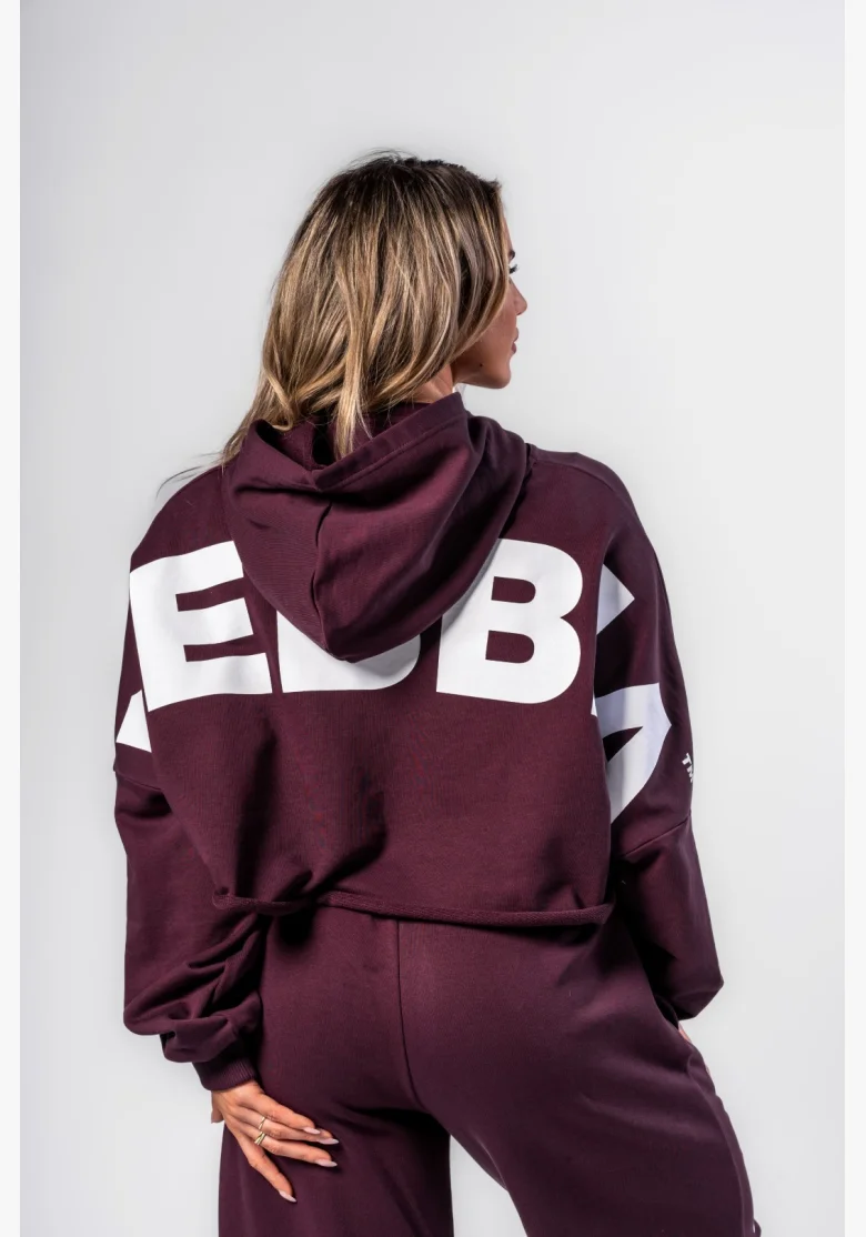 NEBBIA Oversized mikina s kapucňou OWN YOUR POWER bordová