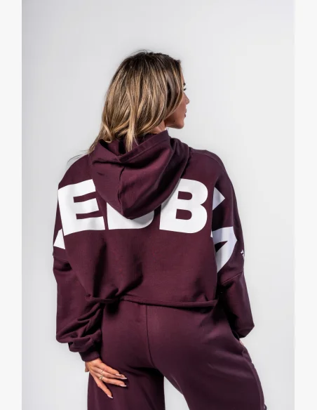 NEBBIA Oversized mikina s kapucňou OWN YOUR POWER bordová