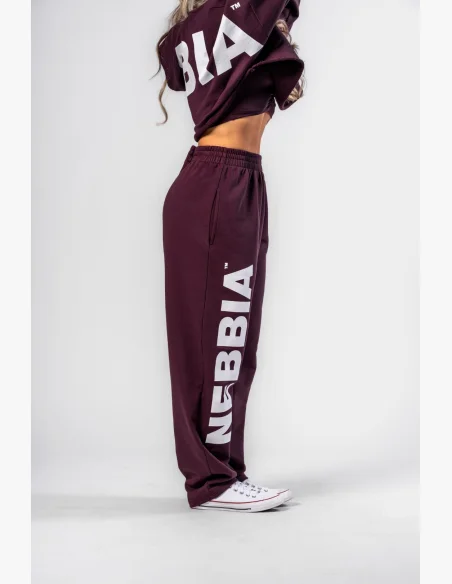 NEBBIA Oversized mikina s kapucňou OWN YOUR POWER bordová