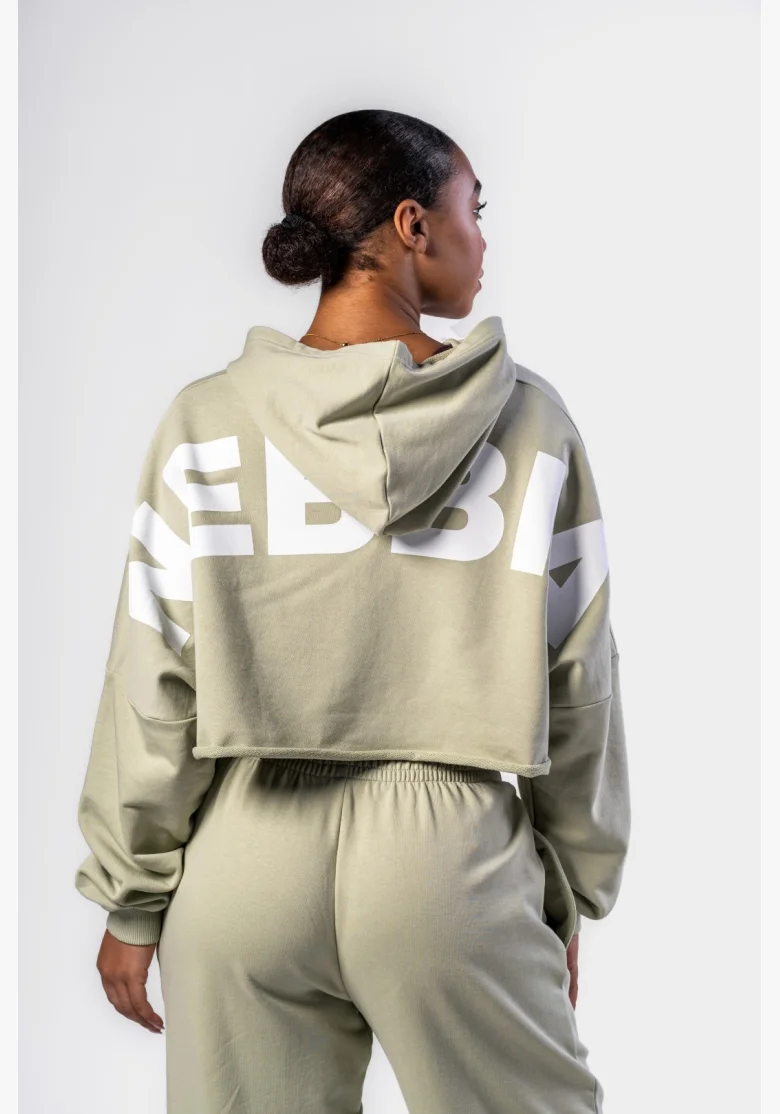 NEBBIA Oversized mikina s kapucňou OWN YOUR POWER svetlozelená