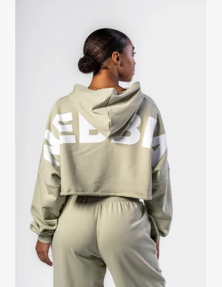 NEBBIA Oversized mikina s kapucňou OWN YOUR POWER svetlozelená
