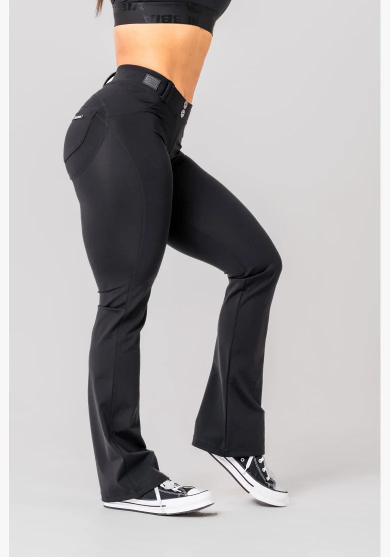 NEBBIA Flared Bubble Butt legíny 2.0 POWER LIFT čierne