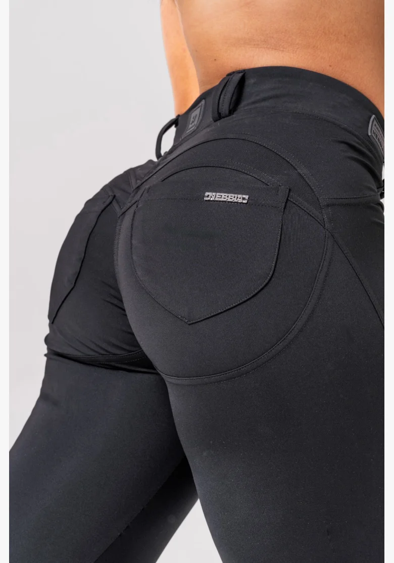 NEBBIA Flared Bubble Butt legíny 2.0 POWER LIFT čierne
