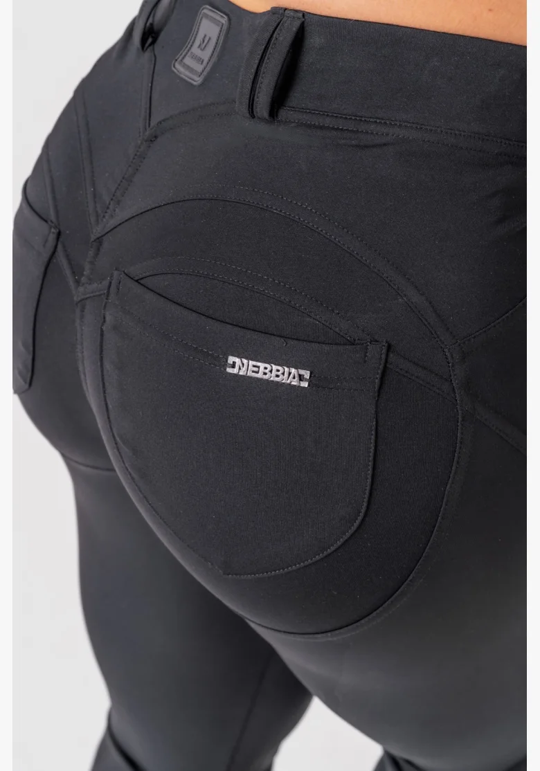 NEBBIA Flared Bubble Butt legíny 2.0 POWER LIFT čierne