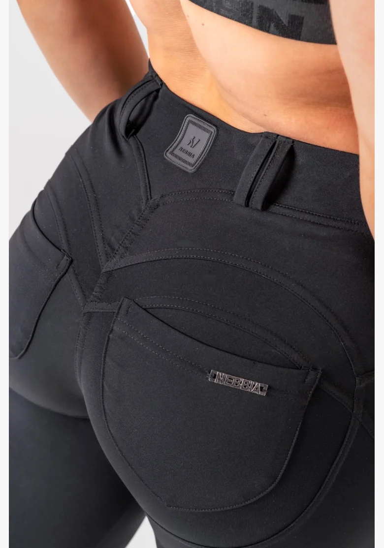 NEBBIA Flared Bubble Butt legíny 2.0 POWER LIFT čierne