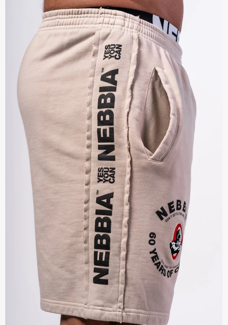 NEBBIA Washed teplákové šortky LEGEND šedé