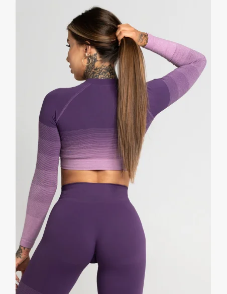 Gym Glamour Crop-Top s dlhým rukávom Violet Ombre