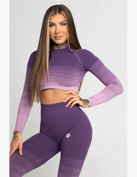 Gym Glamour Crop-Top s dlhým rukávom Violet Ombre