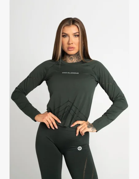 Gym Glamour Top s dlhým rukávom Deep Forest