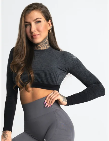 Gym Glamour Crop-Top s dlhým rukávom Grey