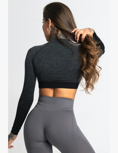 Gym Glamour Crop-Top s dlhým rukávom Grey