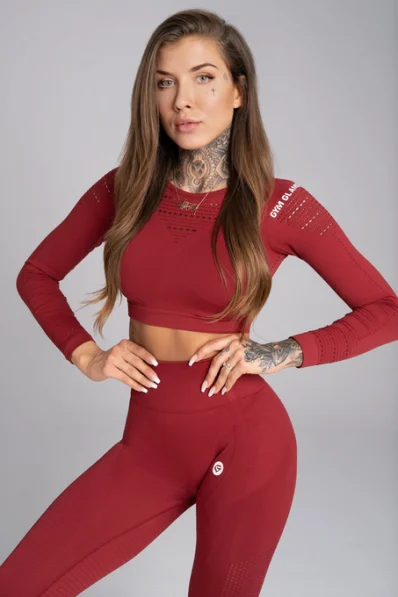 GYM GLAMOUR • Gym Glamour Crop top s dlhým rukávom Bordo • NebShop