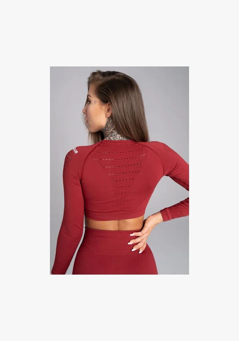 Gym Glamour Crop top s dlhým rukávom Bordo