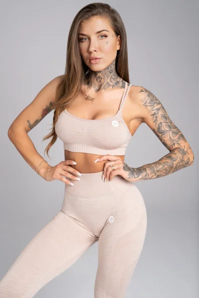 GYM GLAMOUR • Gym Glamour Fitness podprsenka Seamless Beige Melange • NebShop