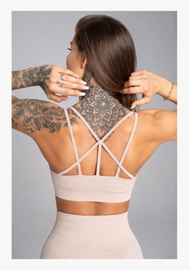 Gym Glamour Fitness podprsenka Seamless Beige Melange