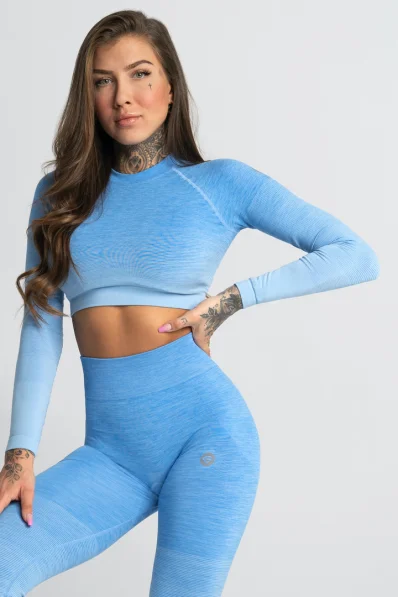 GYM GLAMOUR • Gym Glamour Crop-Top s dlhým rukávom Blue • NebShop