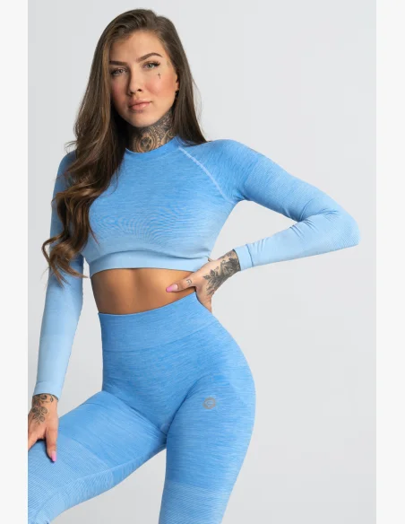 Gym Glamour Crop-Top s dlhým rukávom Blue