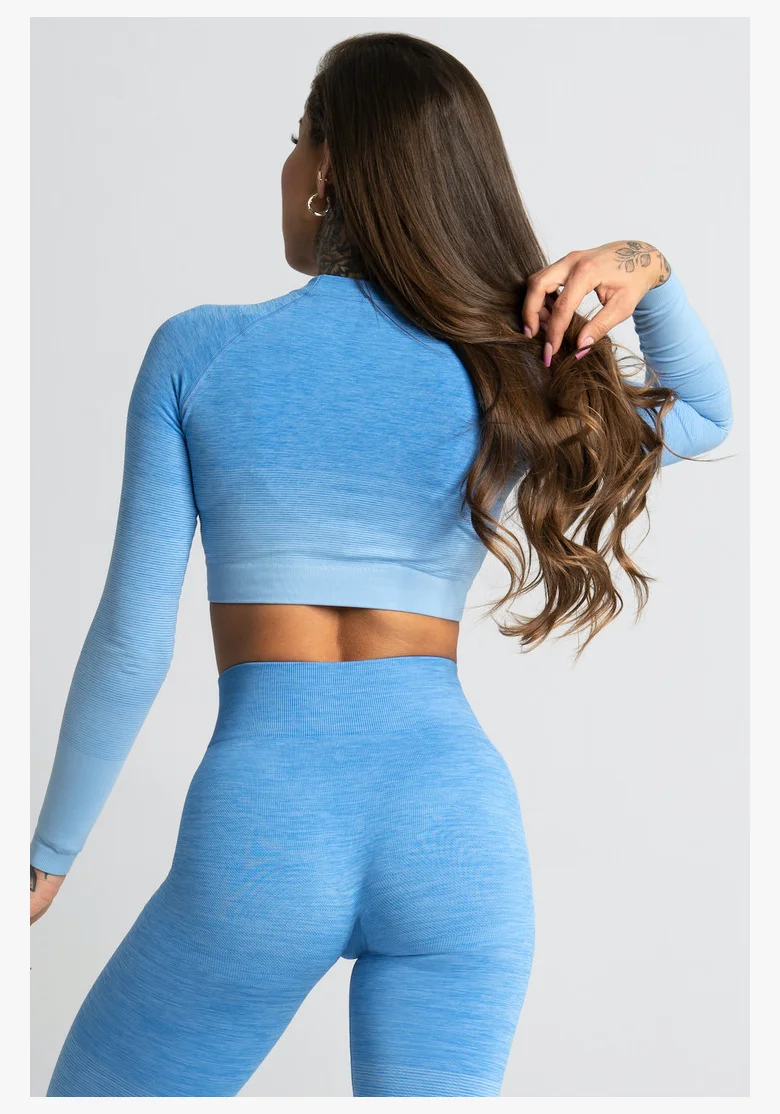 Gym Glamour Crop-Top s dlhým rukávom Blue