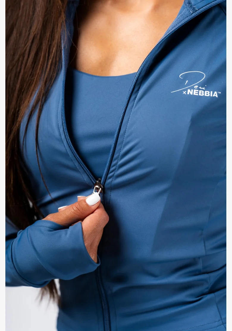 NEBBIA Deni x NEBBIA Fitness tracktop na zips modrá