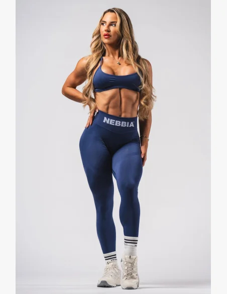 NEBBIA Bezšvové extra push-up legíny s vysokým pásom Flow Seamless modré