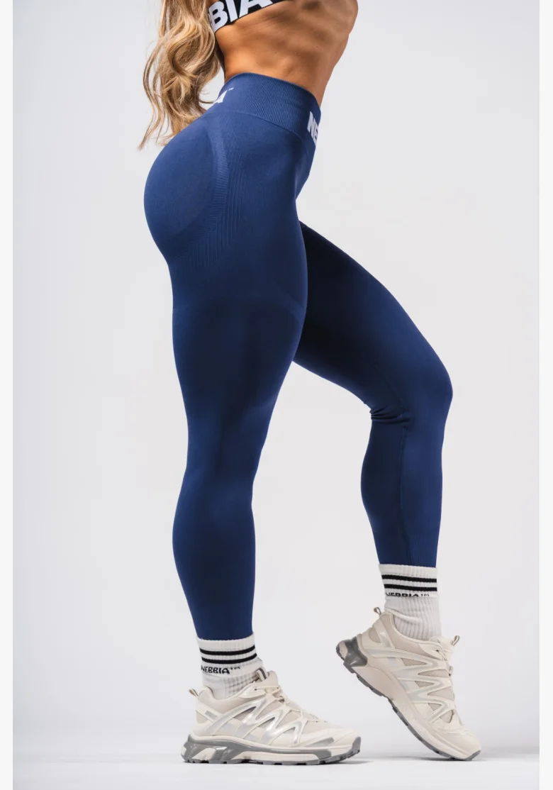 NEBBIA Bezšvové extra push-up legíny s vysokým pásom Flow Seamless modré