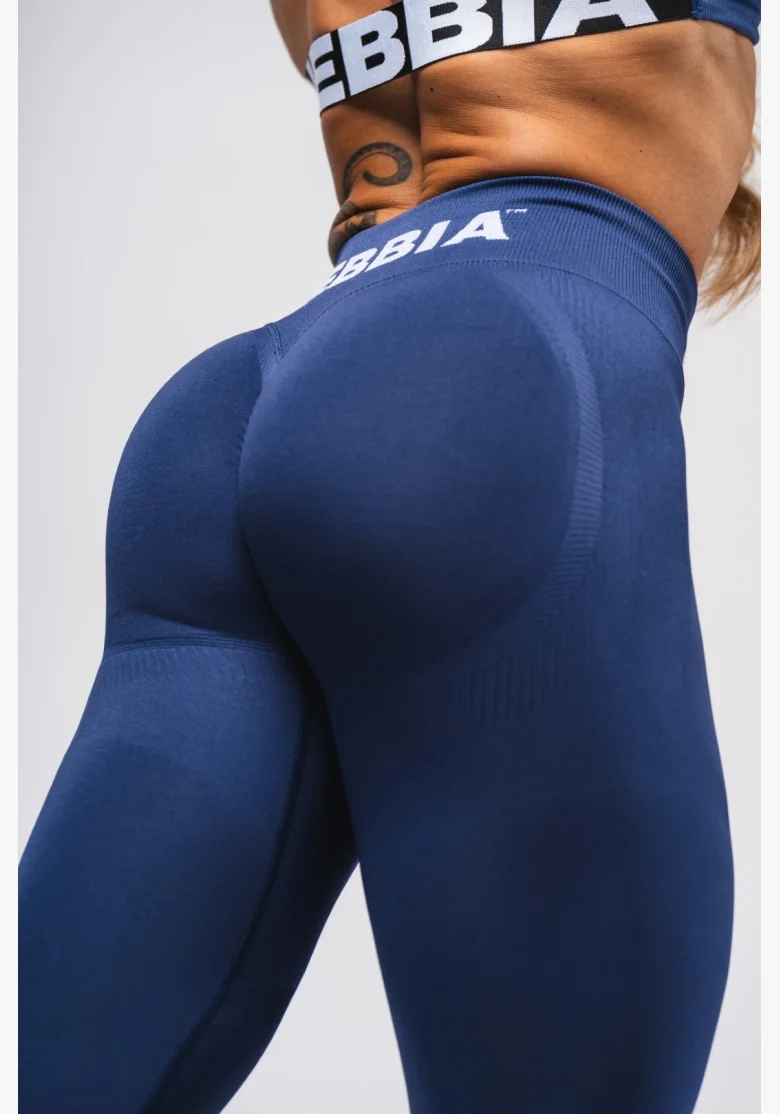 NEBBIA Bezšvové extra push-up legíny s vysokým pásom Flow Seamless modré