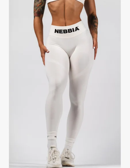NEBBIA Bezšvové extra push-up legíny s vysokým pásom Flow Seamless krémové