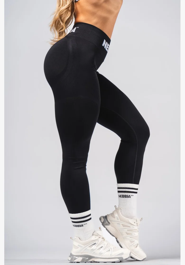 NEBBIA Bezšvové extra push-up legíny s vysokým pásom Flow Seamless čierne