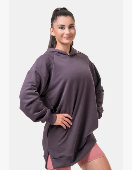 NEBBIA Dlhá Everyday HERO mikina s kapucňou marron