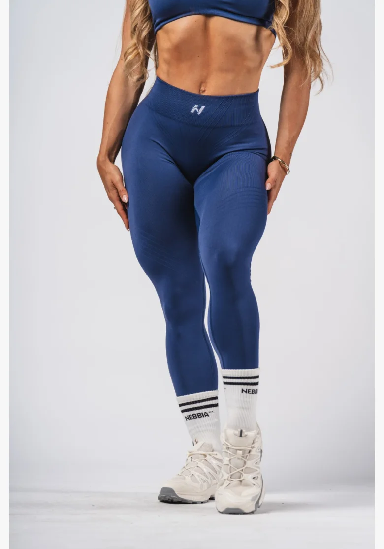 NEBBIA Tvarujúce bezšvové maximum push-up legíny FLOW SEAMLESS modré