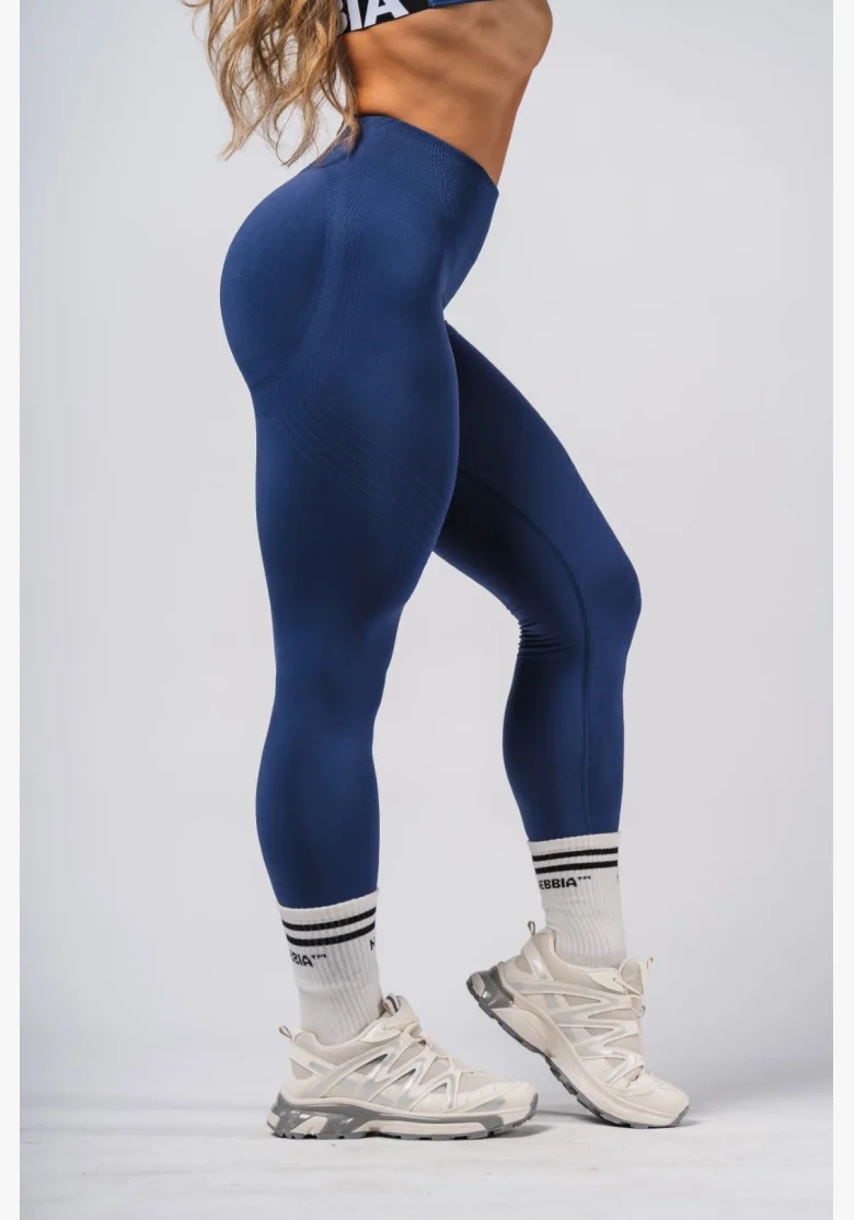 NEBBIA Tvarujúce bezšvové maximum push-up legíny FLOW SEAMLESS modré