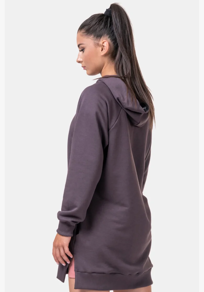 NEBBIA Dlhá Everyday HERO mikina s kapucňou marron