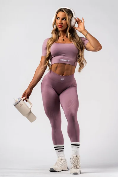 NEBBIA Tvarujúce bezšvové maximum push-up legíny FLOW SEAMLESS ružové