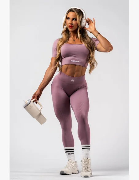 NEBBIA Tvarujúce bezšvové maximum push-up legíny FLOW SEAMLESS ružové