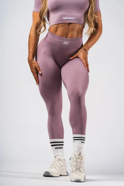 NEBBIA Tvarujúce bezšvové maximum push-up legíny FLOW SEAMLESS ružové 2