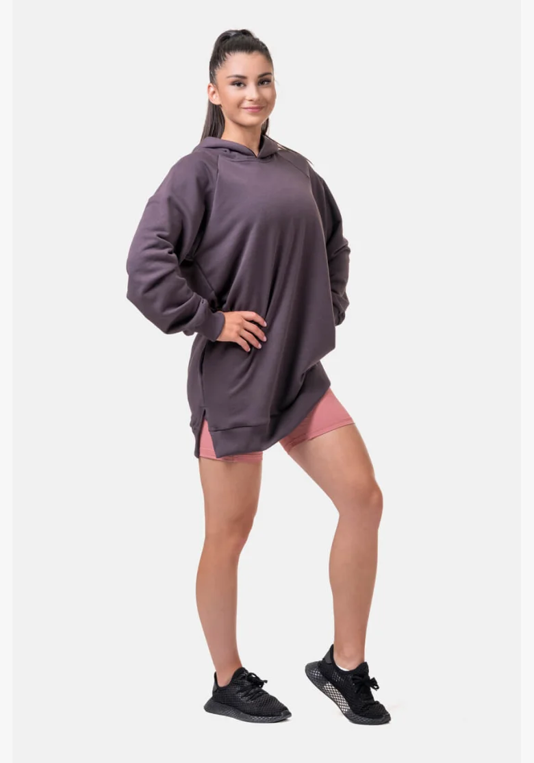 NEBBIA Dlhá Everyday HERO mikina s kapucňou marron