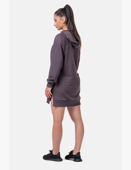 NEBBIA Dlhá Everyday HERO mikina s kapucňou marron