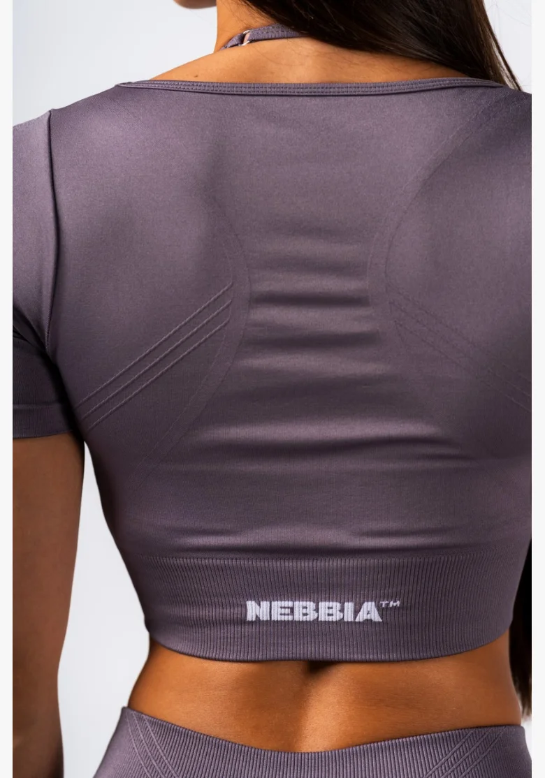 NEBBIA Tvarujúci bezšvový crop top FLOW SEAMLESS sivý